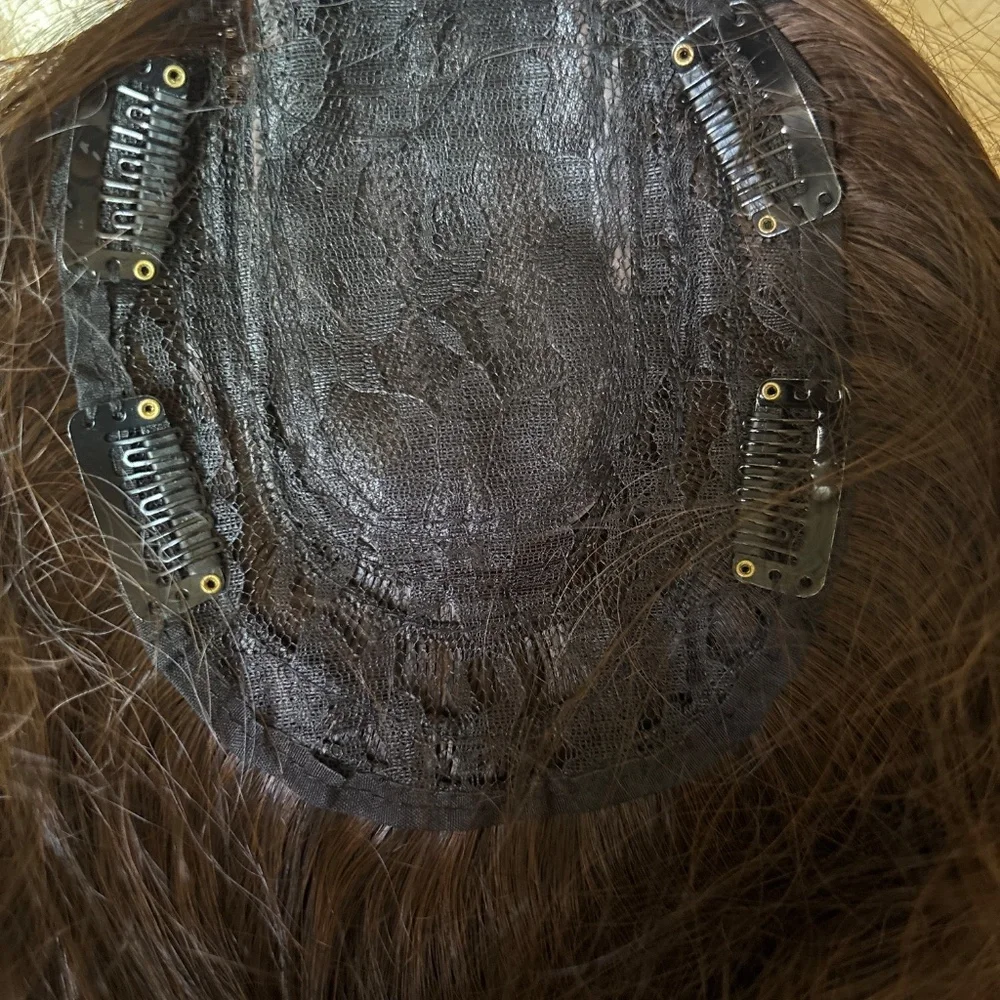 24” Reddish Brown Wavy Hair Topper 4 Clips